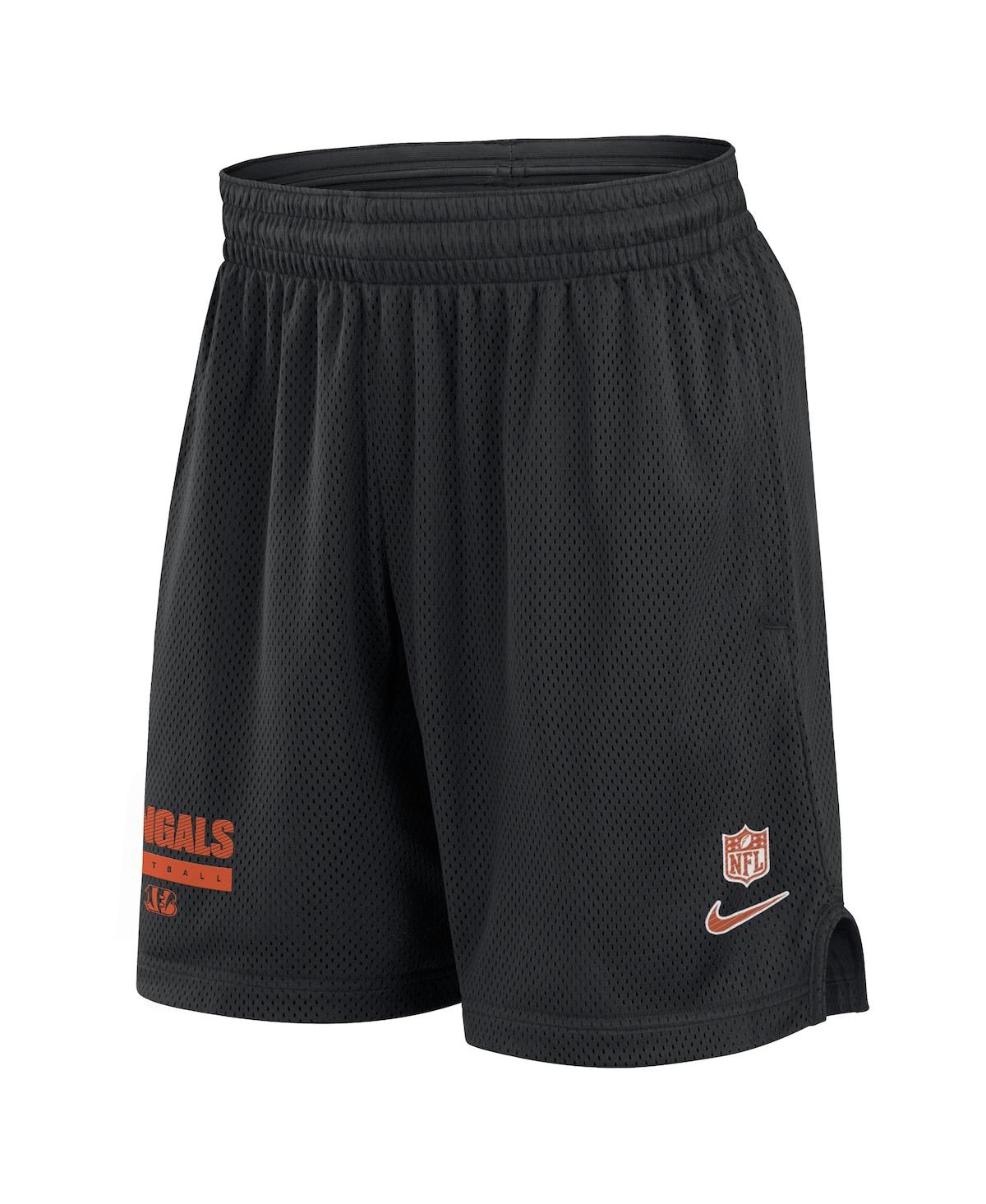Nike Men'sCincinnati Bengals 2024 Sideline Performance Mesh Shorts - Black, Orange