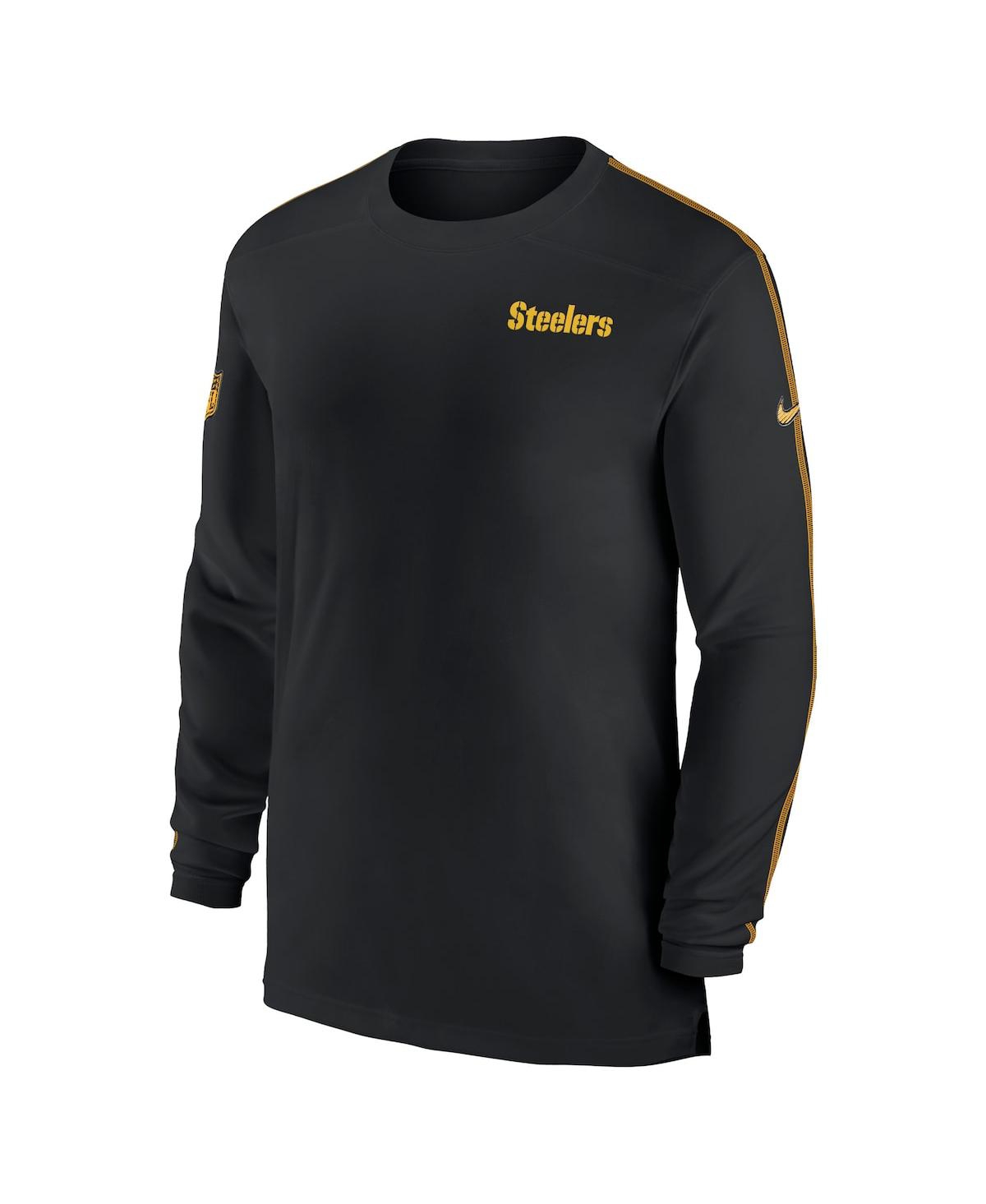 Nike Men'sPittsburgh Steelers Sideline Coach Uv Performance Long Sleeve T-Shirt - Black, Gold