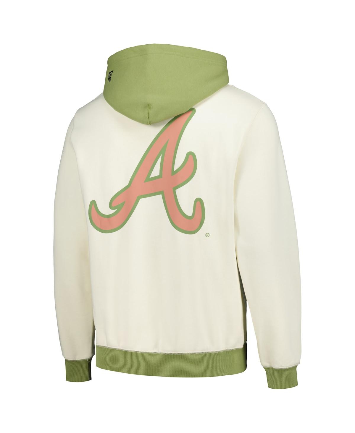 New Era Men'sGreen Atlanta Braves Color Pop Pullover Hoodie - Cream, Green