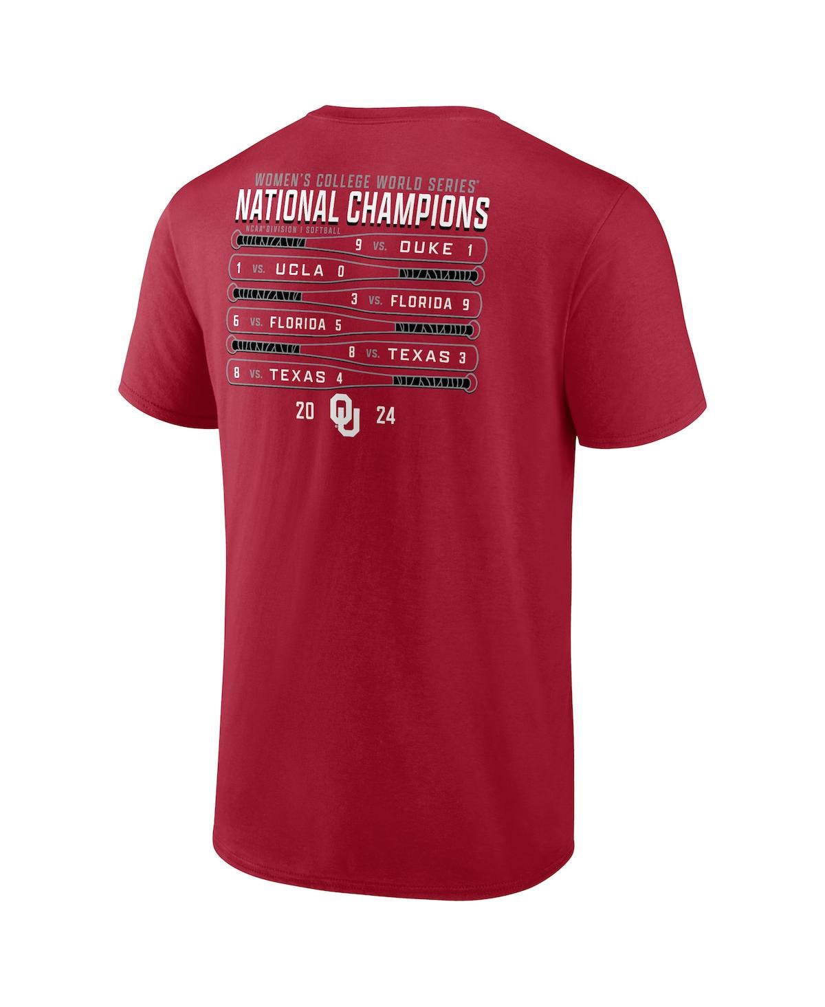 Fanatics Men's and Women'sOklahoma Sooners 2024 Ncaa Softball Women's College World Series Champions Schedule T-Shirt - Crimson