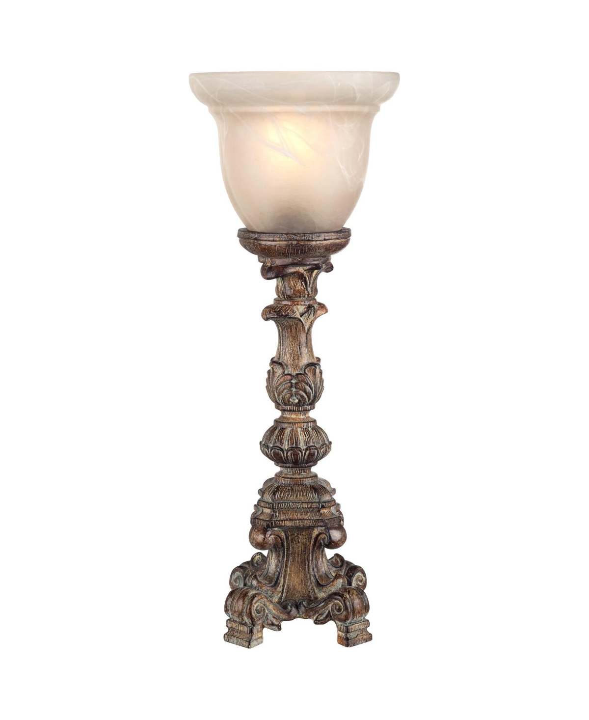 Regency Hill Traditional Uplight Accent Table Lamp High Antiqued Beige Wash French Candlestick Alabaster Glass Shade Decor for Living Room Bedroom