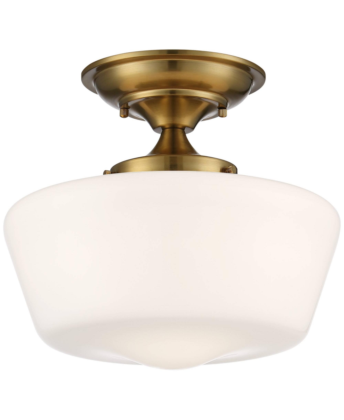 Regency Hill Schoolhouse Rustic Farmhouse Ceiling Light Semi Flush-Mount Fixture Wide SoftOpal White Glass for Bedroom Kitchen Living Room H