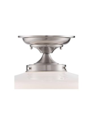 Rustic Farmhouse Ceiling Light Semi Flush Mount Fixture 12" Wide Brushed Nickel Opal White Glass Shade for Bedroom Kitchen Living Room