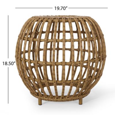 Streamdale Handcrafted Faux Rattan Woven Side Table with Boho Style