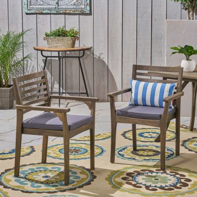 Sophisticated Gray Acacia Patio Dining Chair Set with Wicker Seats