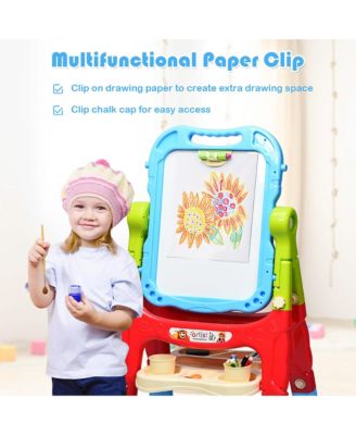 Height Adjustable Kids Art Easel Magnetic Double Sided Board w/ Accessories