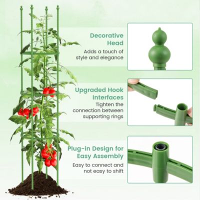 2-Pack Garden Trellis 56" Plant Support and Tomato Cages with Adjustable Height