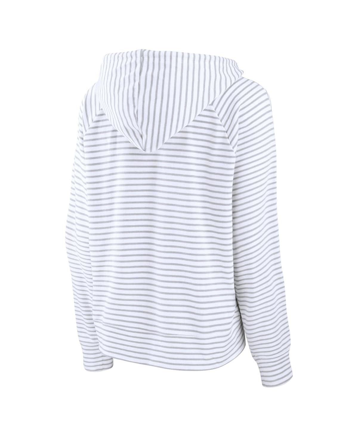Fanatics Women's White Houston Astros Striped Fundamentals Notch Neck Pullover Hoodie In White,gray