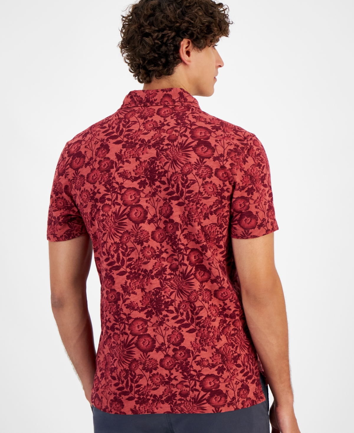 Sun + Stone Men's Floral Slub Short Sleeve Polo Shirt, Created for Macy's