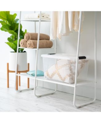 4 Pack 40qt Clear View Plastic Storage Bin with Lid and Secure Latching Buckles