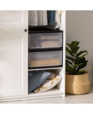 47 Quart Extra Large Plastic Stacking Drawer, Stackable Storage Organizer Unit with Sliding Drawer for Bedroom Closet Garage Craft Room Dorm Office - 2 Pack, Black