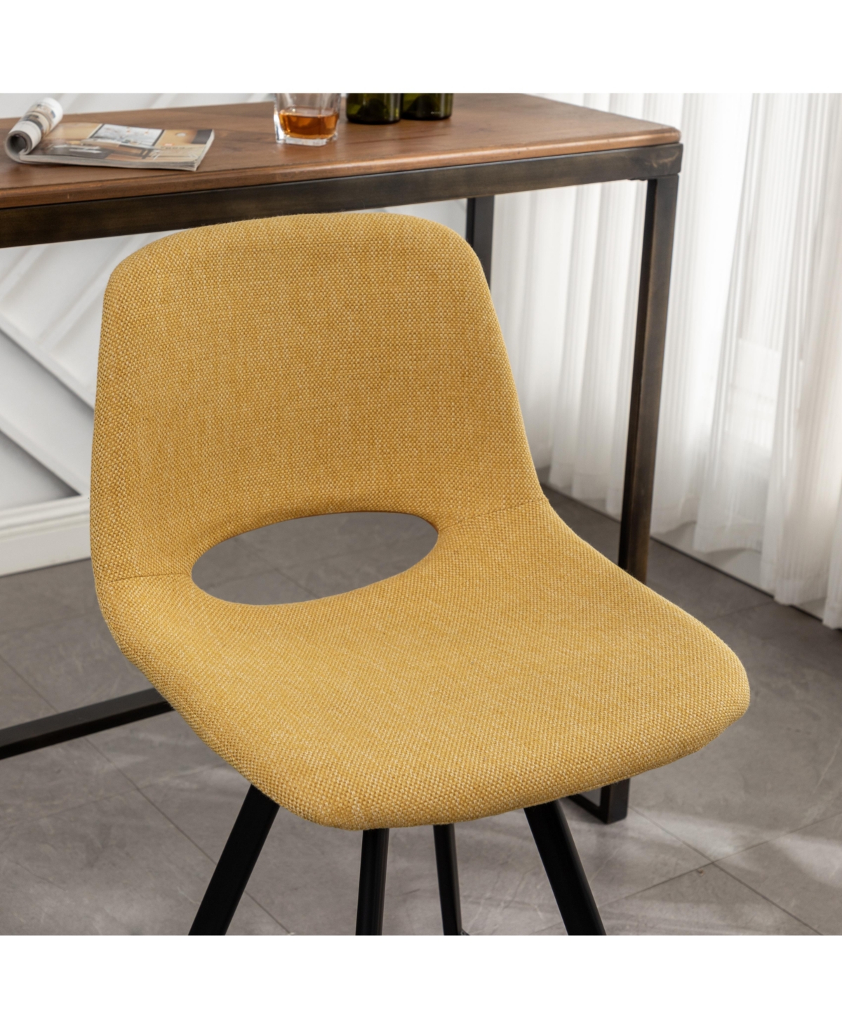 Streamdale Furniture Fabric Kitchen 28.25" Counter Height Stools, Set of 2, Yellow