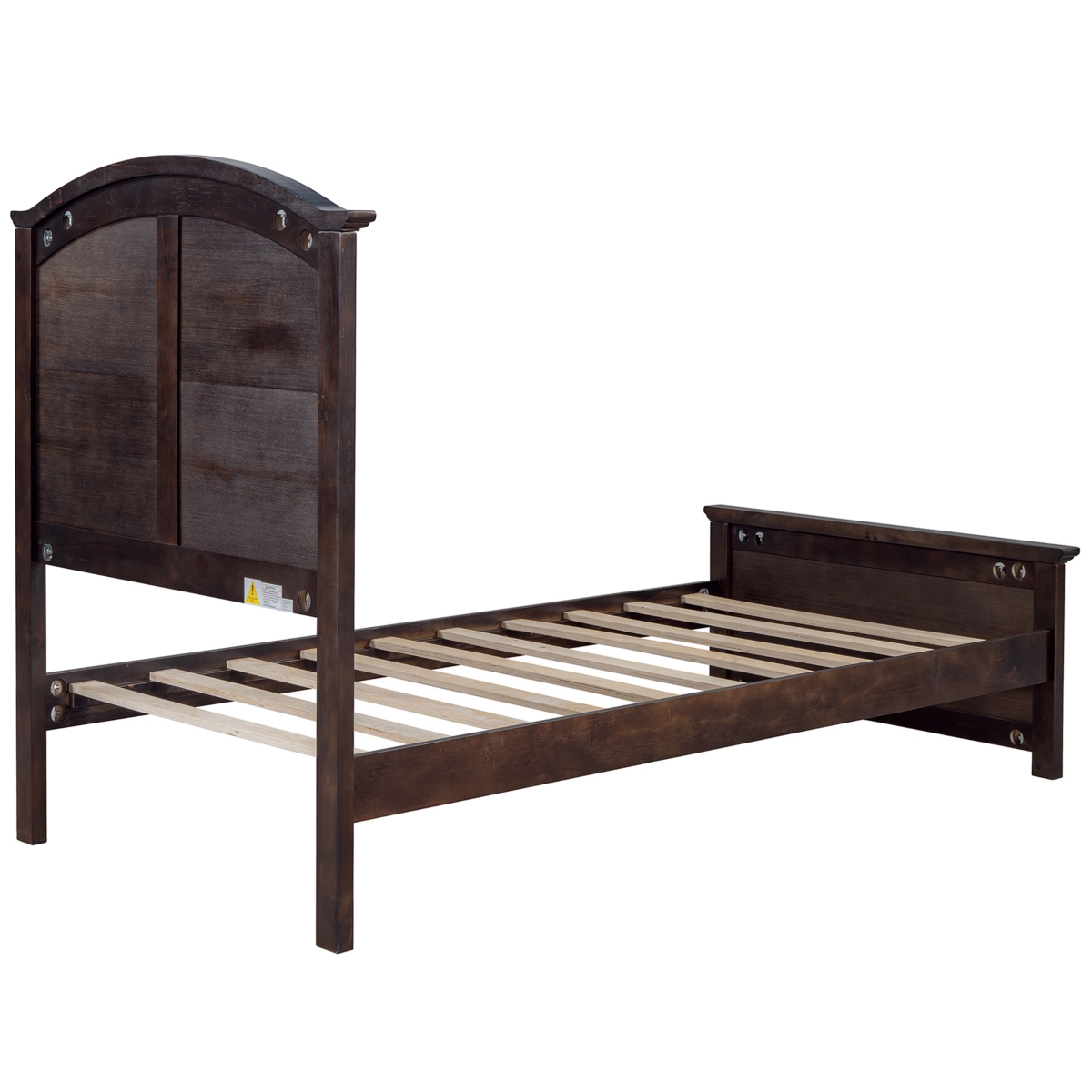 Streamdale Furniture Farmhouse Wooden Platform Size Bed with Curl Design Headboard and Footboard for Teenager,- Espresso