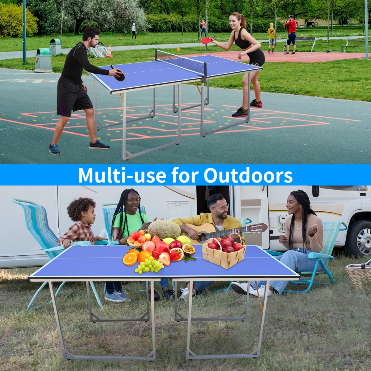 Streamdale Furniture Foldable Ping Pong Table Complete Set, Mid-Size 6'x3'