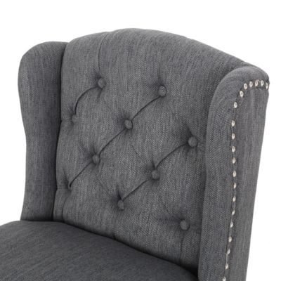 Sophisticated Upholstered Button-Tufted Wingback Barstools