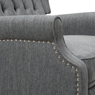1 Count Fabric Contemporary Nailhead Wingback Pushback Recliner