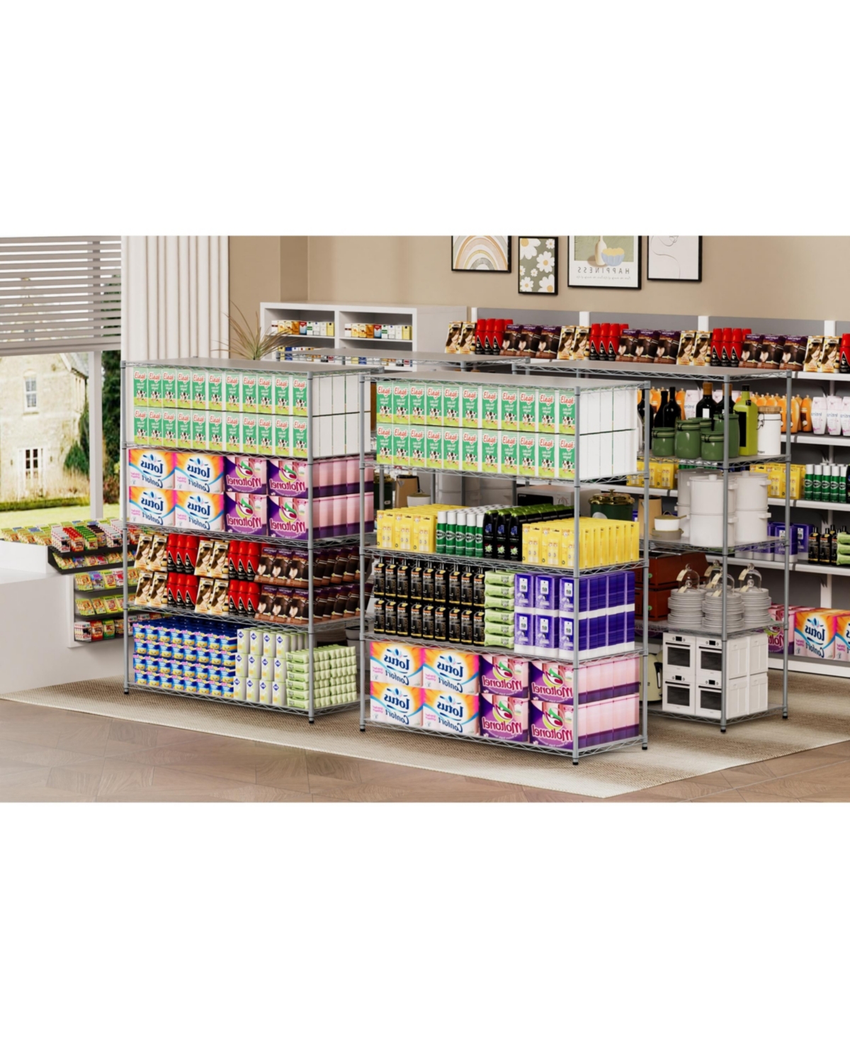 Streamdale Furniture Easily Movable & Adjustable 5-Tier Shelf with Lockable Wheels for Warehouse, Kitchen