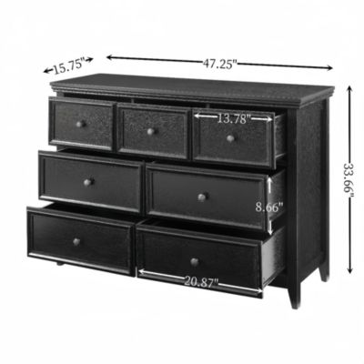 Scratch-Resistant, Easy-Slide 7-Drawer Dresser with Metal Handles
