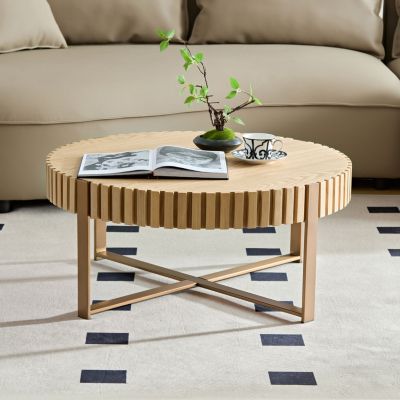 Modern 31.5" Coffee Table with Stainless Steel Base