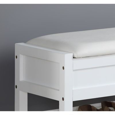 Rouen Seating Bench with Shoe Storage, White