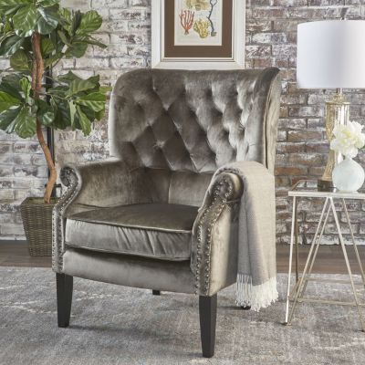 Streamdale Exceedingly Comfortable Velvet Club Chair with Handcrafted Detail