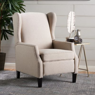 Streamdale Luxurious Wingback Recliner in Soft Fabric with Birch Legs