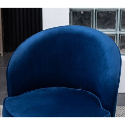 Contemporary Velvet Swivel Chair, Blue
