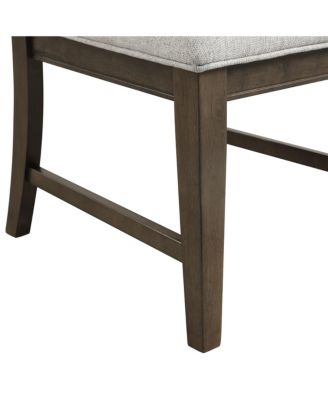 Solid Wood Upholstered Dining Chairs, Set of 2, Gray