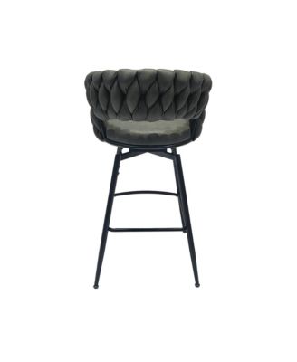  Premium Swivel Bar Stools with Woven Backrest
