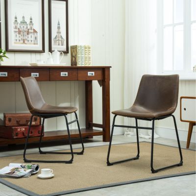 Vintage PU Leather Dining Chairs, Set of 2