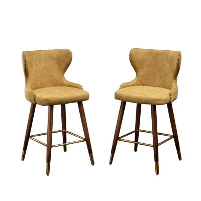 Streamdale Mid-Century Counter Stool with Wingback and Nails