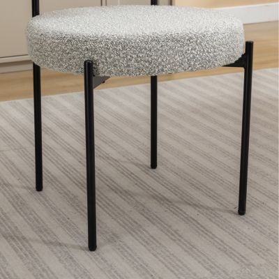Streamdale Modern Round Boucle Dining Chairs, Set of 2, Black White