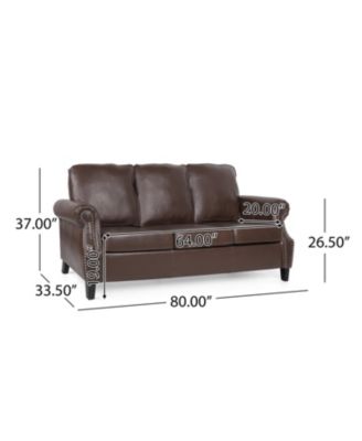 Streamdale Contemporary Faux Leather Upholstered Sofa with Nailhead Accents