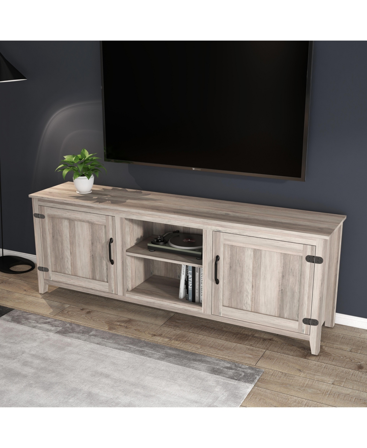 Streamdale Furniture Tv Stand Storage Media Console Entertainment Center With Two Doors,Walnut - Grey