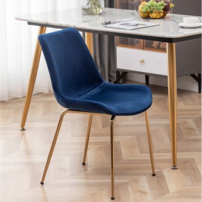 Modern Velvet Dining Chair, Set of 2, Blue