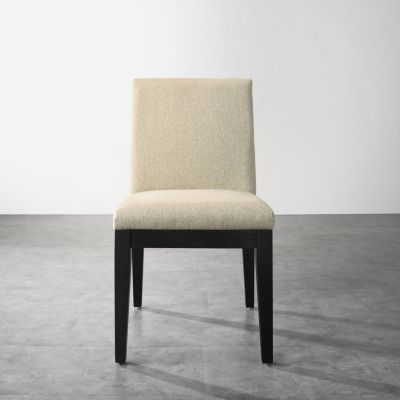 Rocco Contemporary Solid Wood Dining Chairs, Set of 2, Beige