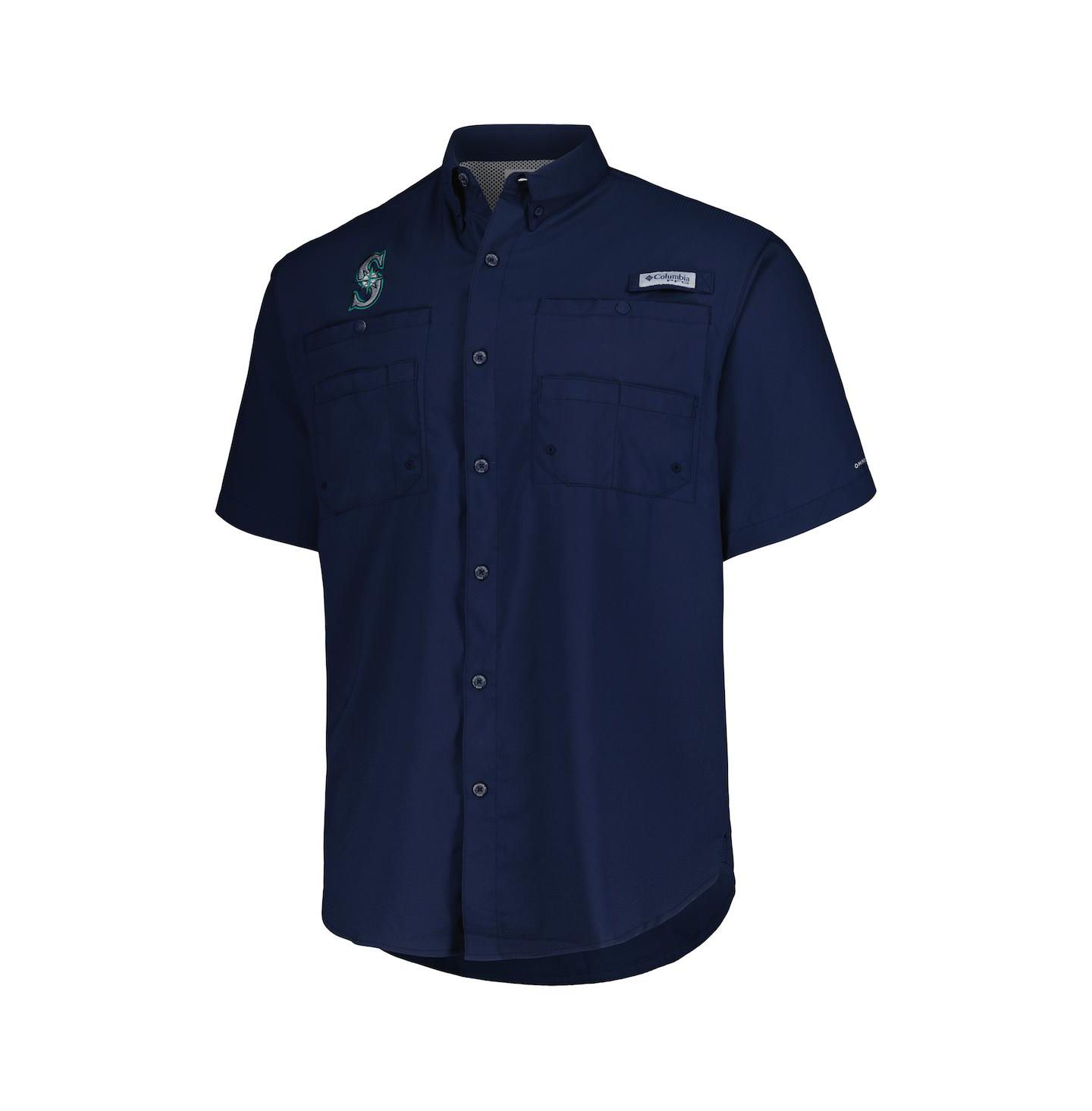 Мужская рубашка Columbia Navy Seattle Mariners Tamiami Omni-Shade Button-Down — фото 4