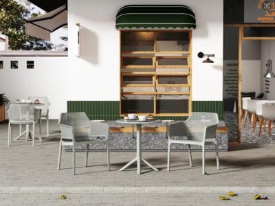 Streamdale 3 piece plastic arm chair Bistro GRS Premium Ocean Plastic, Light grey