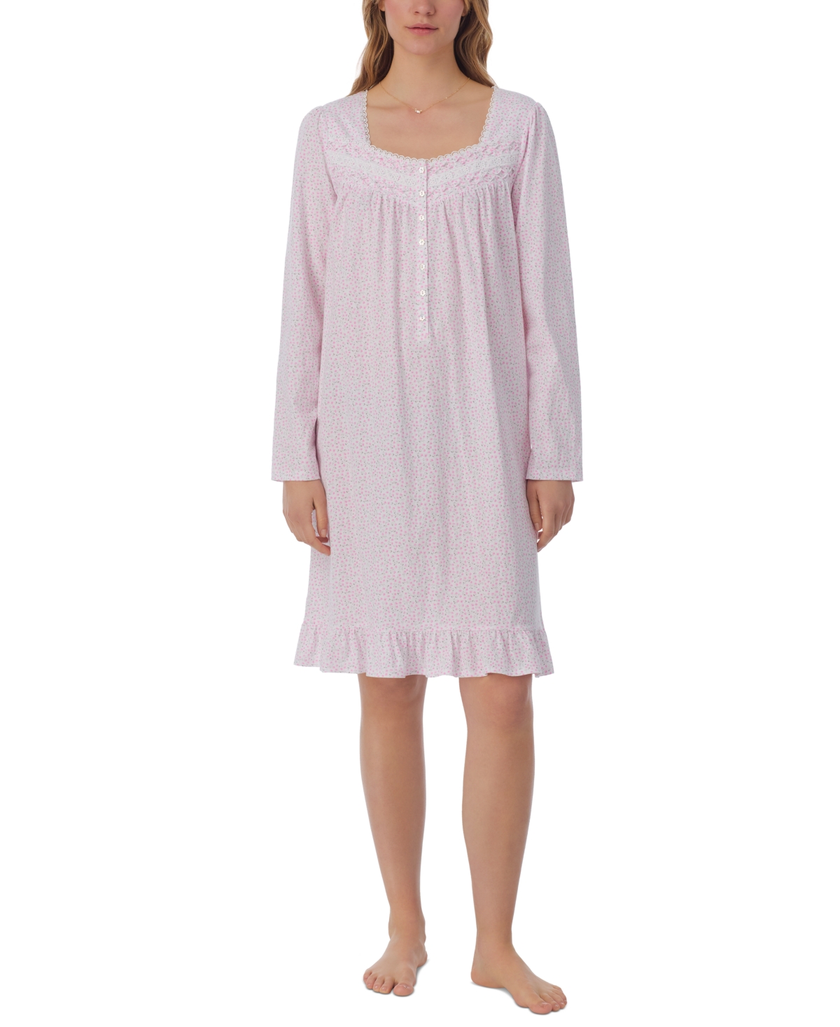 Women's Cotton Ditsy Floral Nightgown - White Ditsy