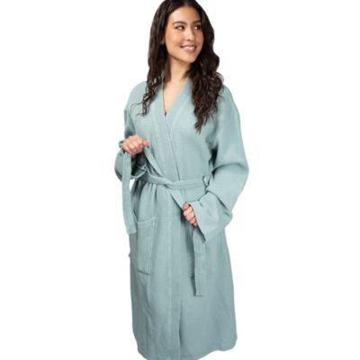 Waffle Knit Bath Robe | Tahitian Breeze | Unisex, Small/Medium | Viscose Material | Soft, Comfortable, and Wicks Moisture