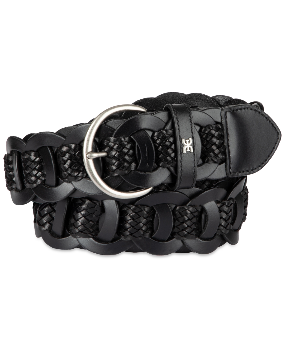 Shop Sam Edelman Women's Casual Woven Linked Genuine Leather Belt In Black
