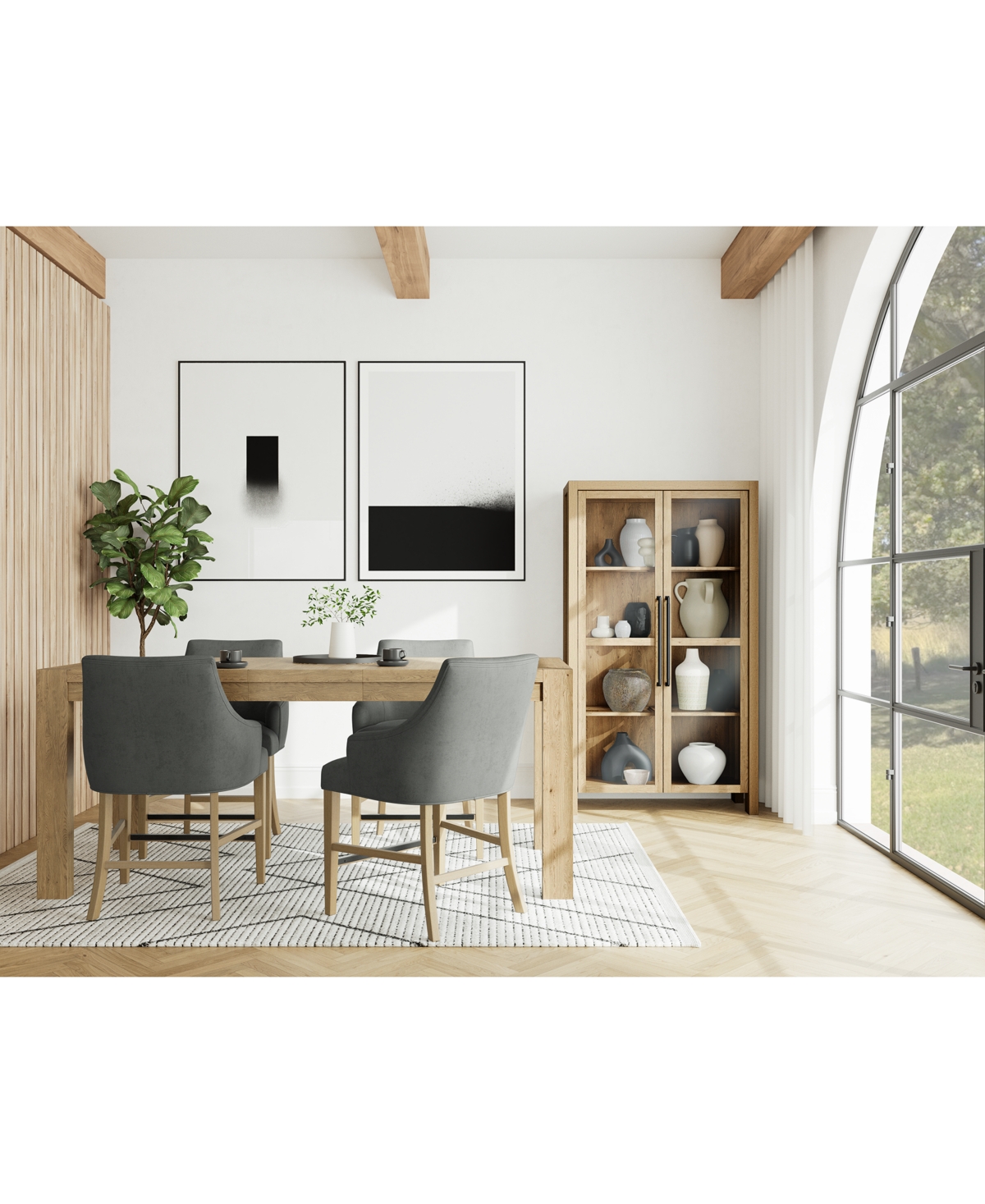 MACY'S 5PC COUNTER HEIGHT DINING SET (DAVIE TABLE & 4 NELIN STOOLS) 