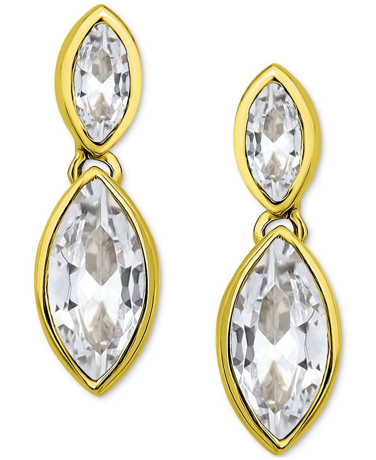 Giani Bernini Cubic Zirconia Marquise Drop Earrings In 18k Gold-plated Sterling Silver, Created For Macy's In Gold