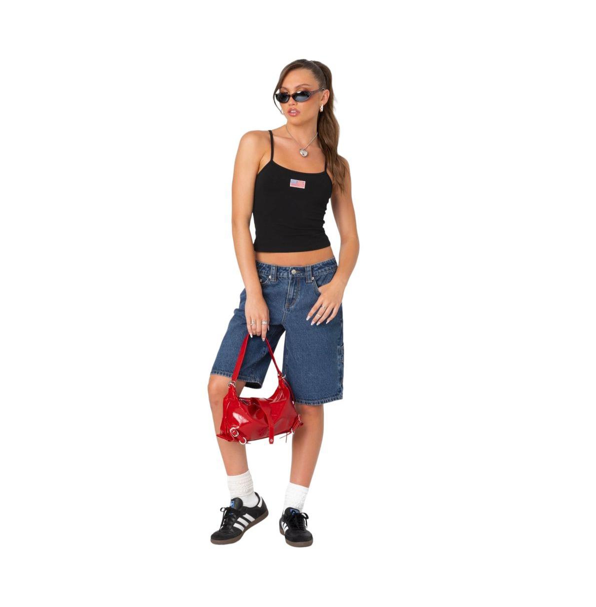 Edikted Women's Stargirl Denim Bermuda Shorts