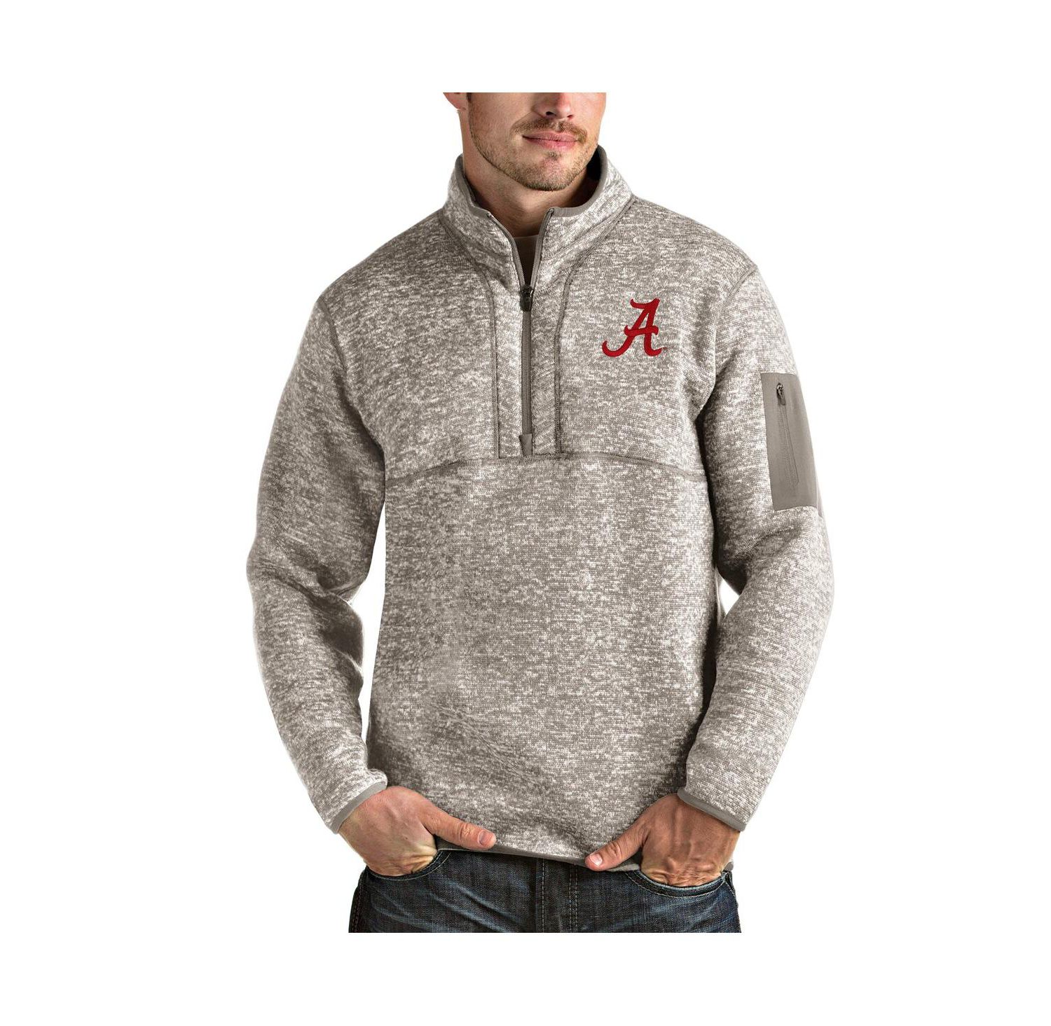 Men's Oatmeal Alabama Crimson Tide Fortune Half-Zip Pullover Jacket