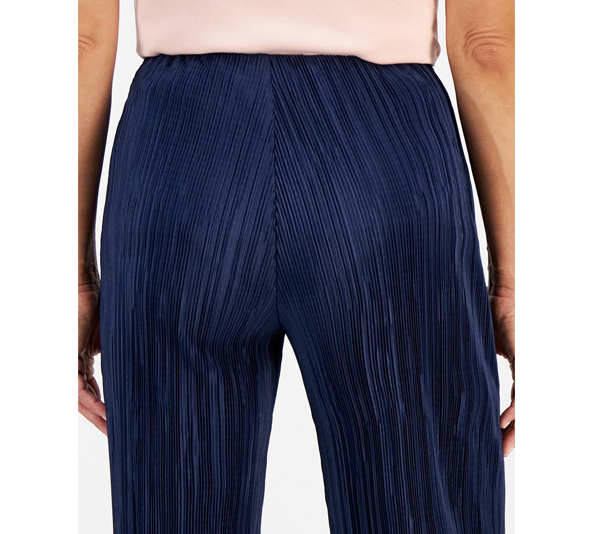 Jm Collection Petite Plisse Wide-Leg Pull-On Ankle Pants, Created for Macy's