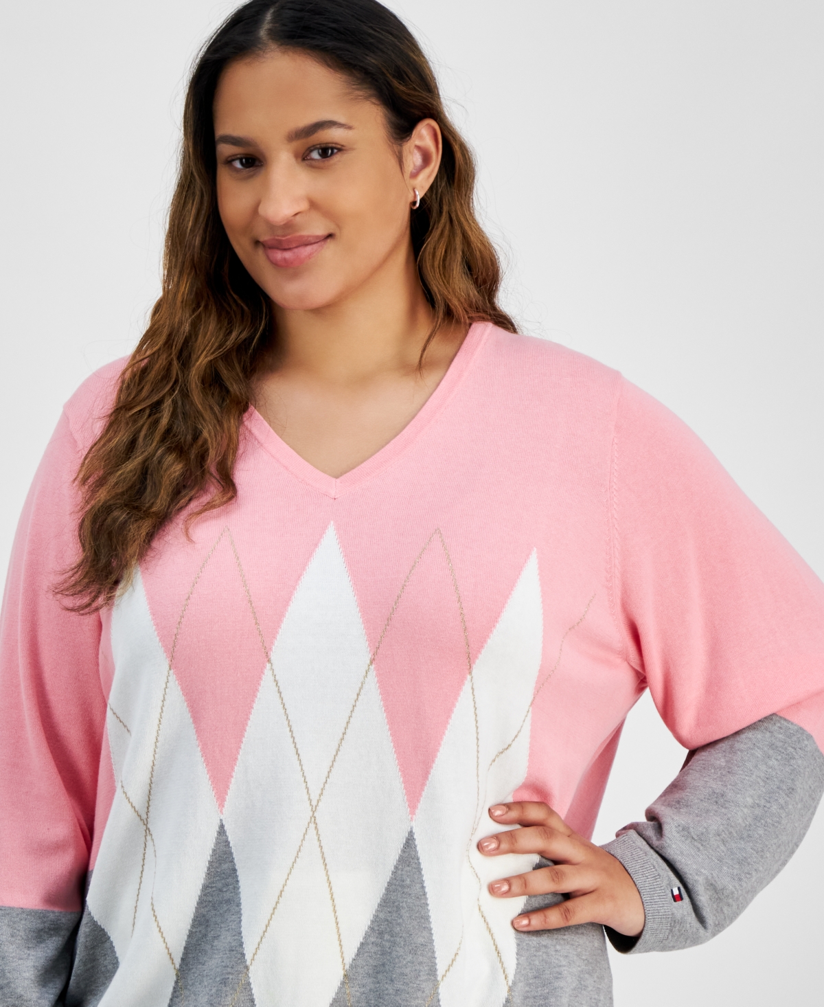 Tommy Hilfiger Plus Size Argyle Colorblocked Sweater
