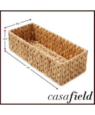 Set of 2 Woven Seagrass Bathroom Storage Baskets, 16&amp;#x22; W x 6.75&amp;#x22; D x 4.25&amp;#x22; H for Toilet Paper, Tissue, Shelving