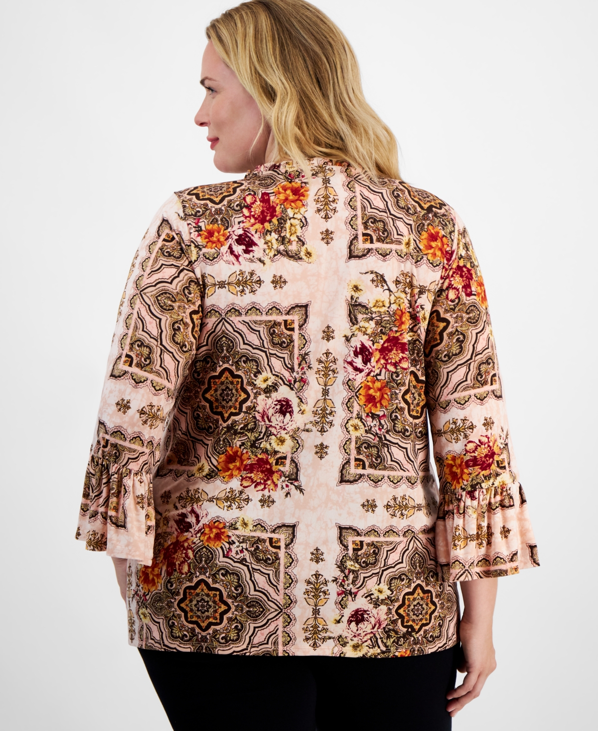 Jm Collection Plus Size Renaissance Romance Bell-Sleeve Top, Created for Macy's