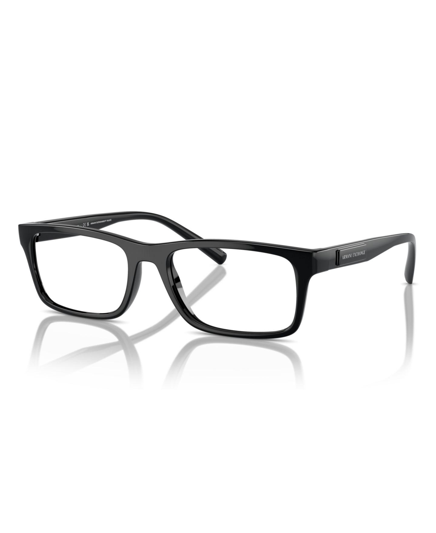 Мужские очки Armani Exchange Man Rectangle Plastic AX3115 Eyeglasses, цвет: Блестящий чёрный — фото 1